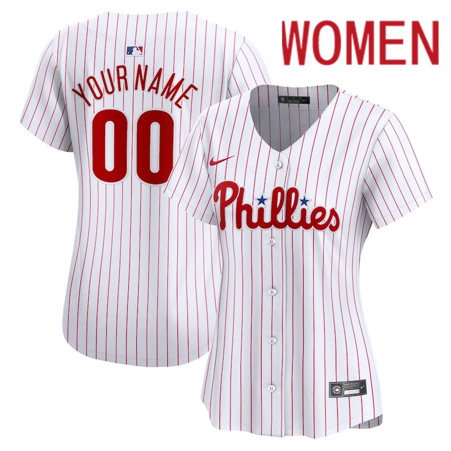 Women Philadelphia Phillies Nike White Home Limited Custom MLB Jersey